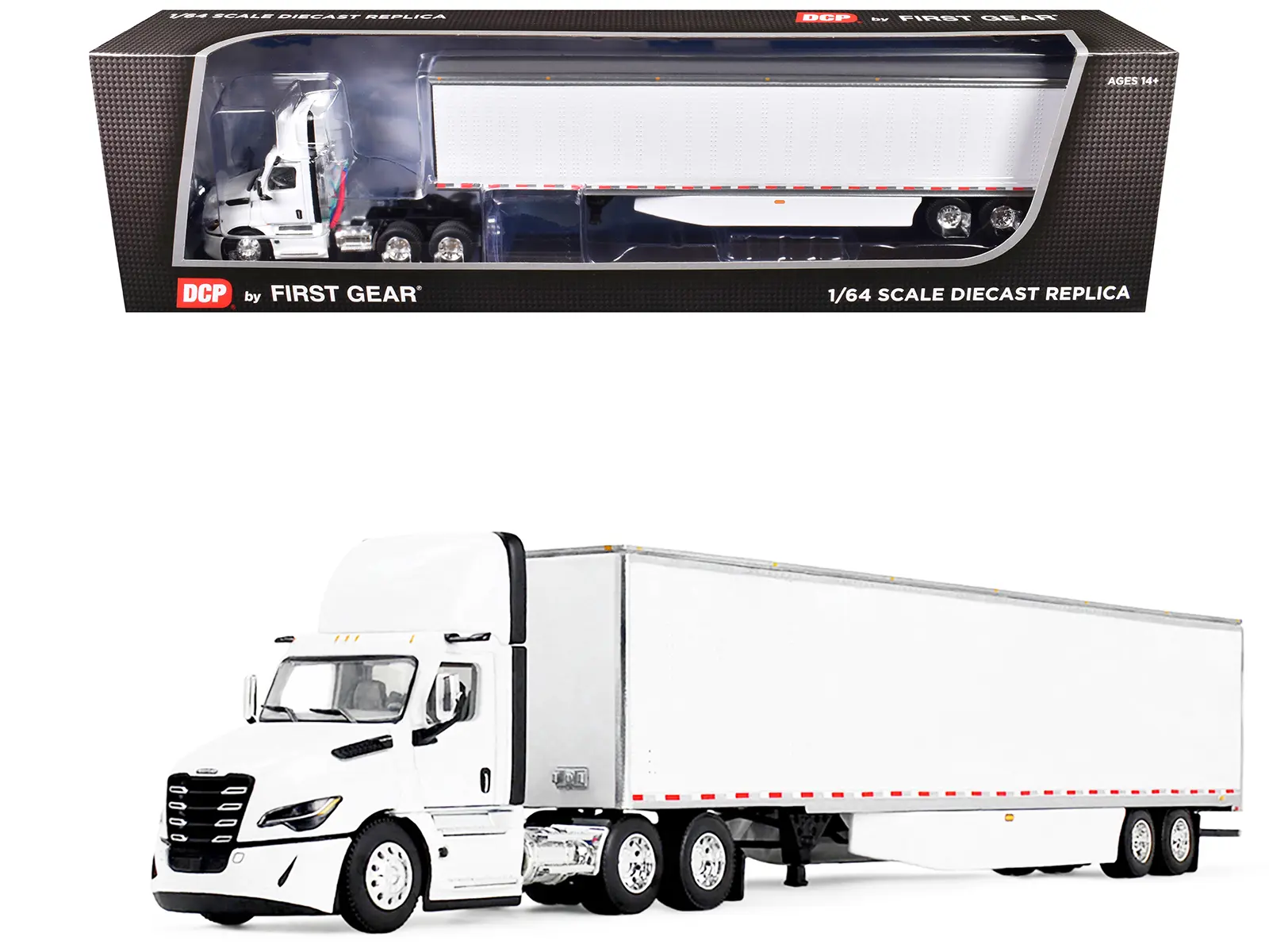 Freightliner Fifth Generation Cascadia Raised Roof Sleeper & 53' Utility Trailer w/Skirts 1/64 Diecast Model by DCP/First Gear
