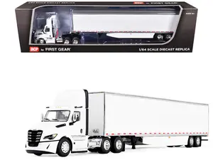 Freightliner Fifth Generation Cascadia Raised Roof Sleeper & 53' Utility Trailer w/Skirts 1/64 Diecast Model by DCP/First Gear