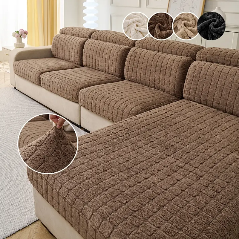 All-Season Universal Sofa Cover, Soft Polar Fleece Material, High Elasticity, Anti-Slip, Pet Friendly, Detachable and Elastic Sofa Slipcover, Stretch Sofa Cover, Soft Couch Cover