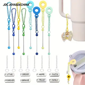 Beadable Cup Straw Charm Blank Tumbler Accessories for DIY Customization for Keychain & Bag Charms