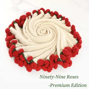 BUYHAPPY Rose Hand-Woven Blanket Pure Handmade Blanket with Artificial Mixed Flowers & Lavender Plant Perfect Gift for Mothers Elders Special Occasions