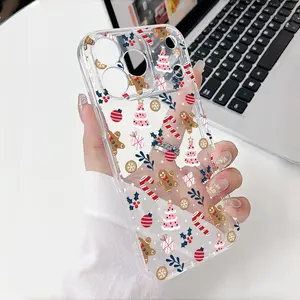 Transparent  Gingerbread Man and Candy Pattern Design Full-Coverage Wear-Resistant Phone Case Compatible with iPhone 17/14/15/13 Max and Samsung S25/24/23/22 Ultra Series Protection Shockproof Smartphone Protective iphone 16 cases christmas phone cases