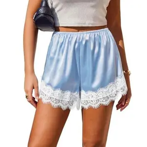 Ekouaer Women's Silk Satin Shorts 2026 Lace Trim Micro Mini Satin Shorts Y2K Casual Pajama Short Summer Lounge Shorts