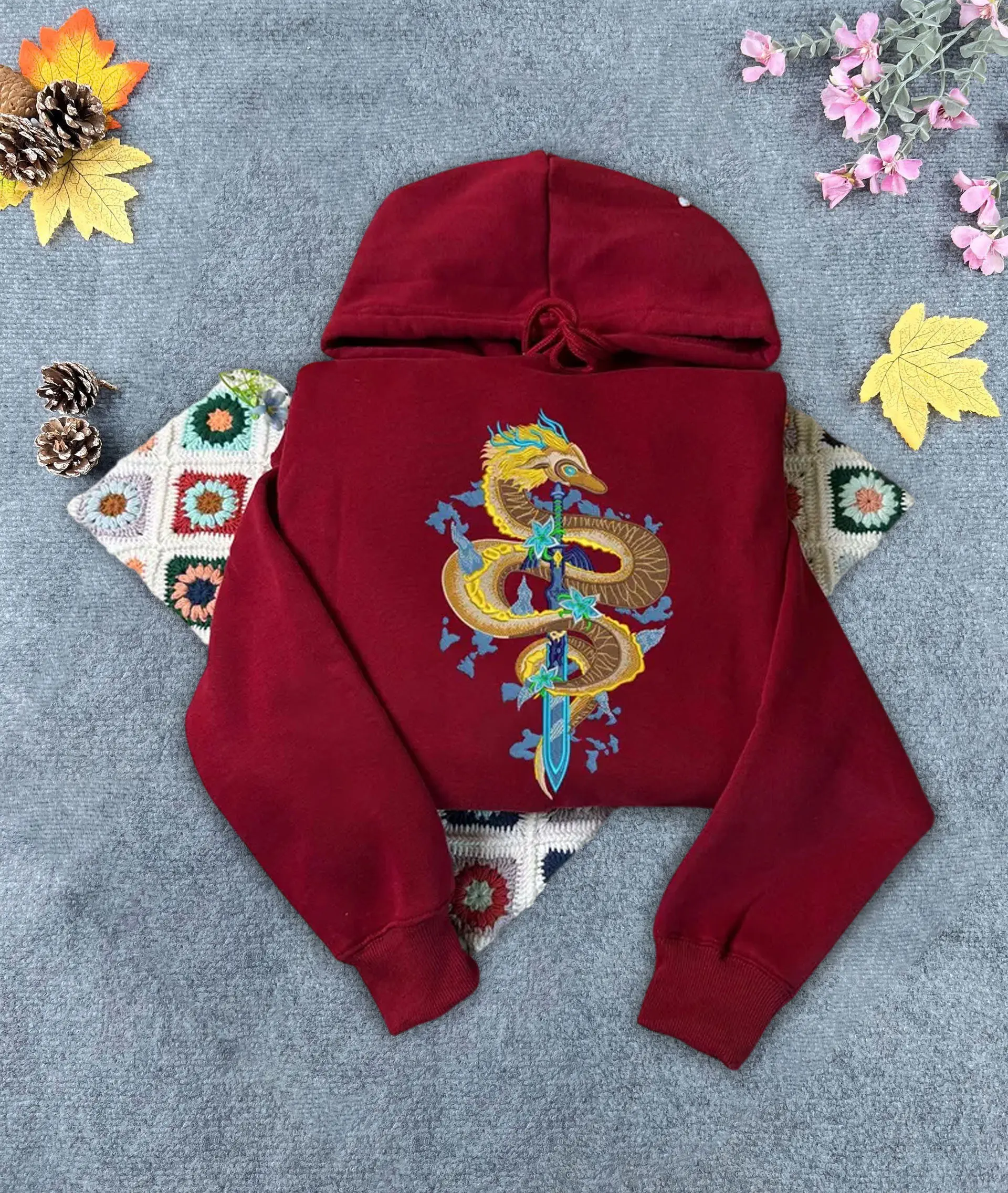 Zelda Light Dragon Master Sword Embroidered Sweatshirt/ Hoodie, Gift for Zelda Fans, Lengend of Zelda Embroidery