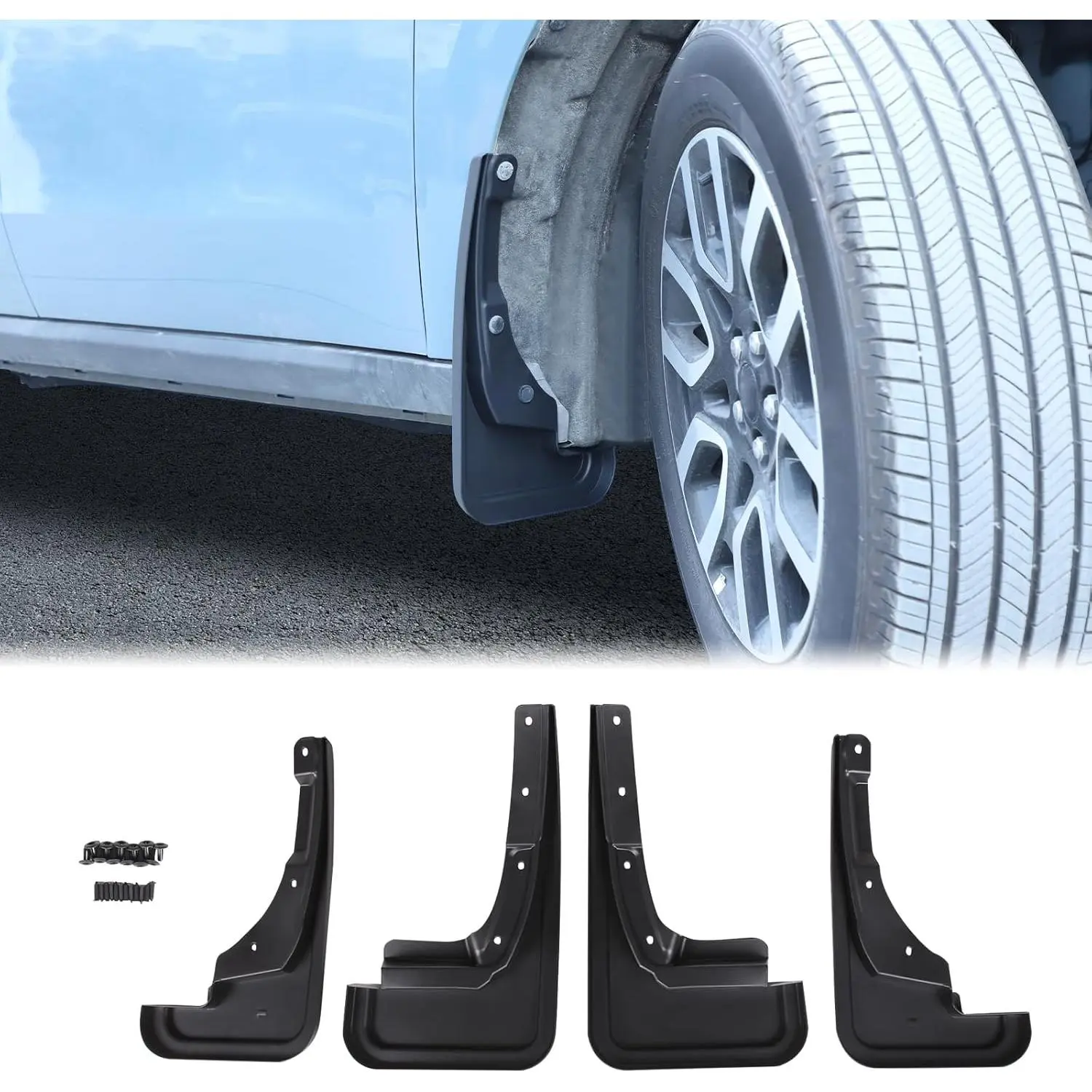 Aunginsy 4Pcs PP Flexible Flap Truck Mud Flaps Compatible with Ford Maverick 2022-2024, All-Weather Front & Rear Fender Splash Guards, No Drilling, Polypropylene-Composite Material, 24-Month Body Protection, Push Pins Included, Car Exterior Accessories