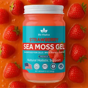 Sea Moss Gel - Irish Sea Moss Raw Gel Strawberry Flavor | Vegan Superfood Supplement Rich in Minerals & Vitamins – Boosts Immunity, Metabolism, Skin, Hair & Digestion Healthcare Dietary Organic Fitness Edible