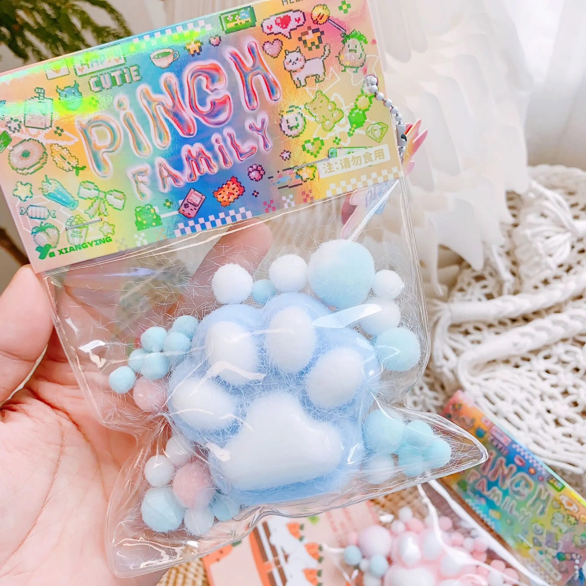 2-Pack Blue Plush Cat Paws