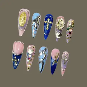 Press On Nails 100% Handcrafted Non-Toxic Reusable Nails 3D Press-On Nails Long-Lasting Salon-Quality Easy Application Everyday Minimal Look for Daily Wear & All Seasons