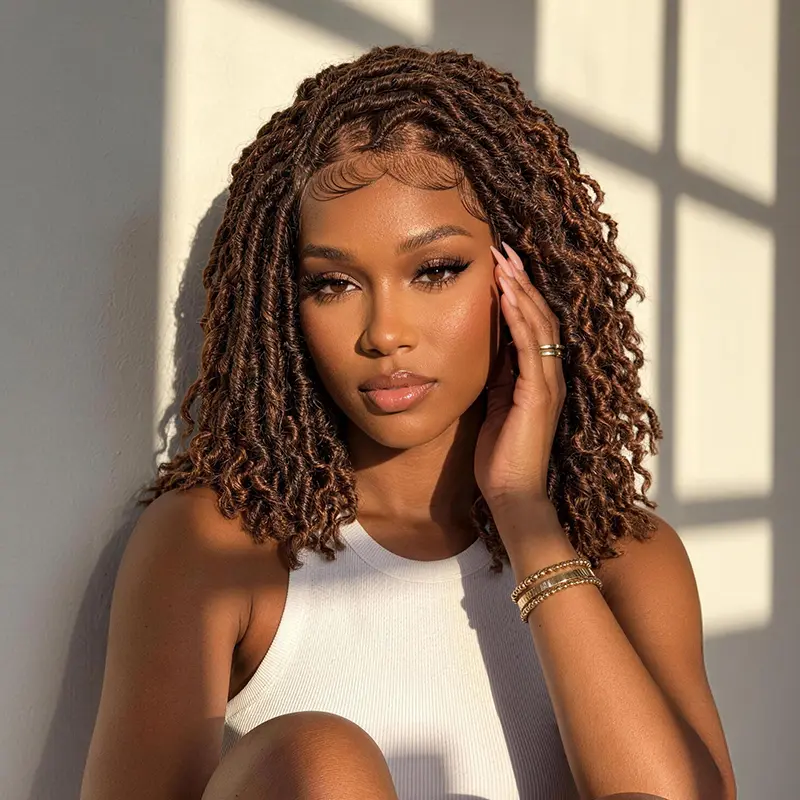 [New Arrival]Frodio Veralux™ Fiber Faux Locs Drawstring Wig 13x5 Pre-Cut Lace Frontal with Baby Hair | Lightweight, Beginner Friendly