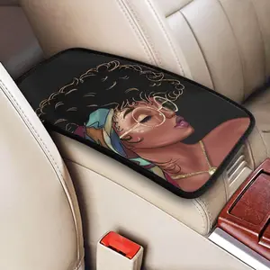 Car Armrest Cover, Girl Pattern Waterproof Car Center Console Soft Pad with Anti-Skid Lines & Convenient Band, Universal Decorative Cushion for Car, Car Interior Accessory