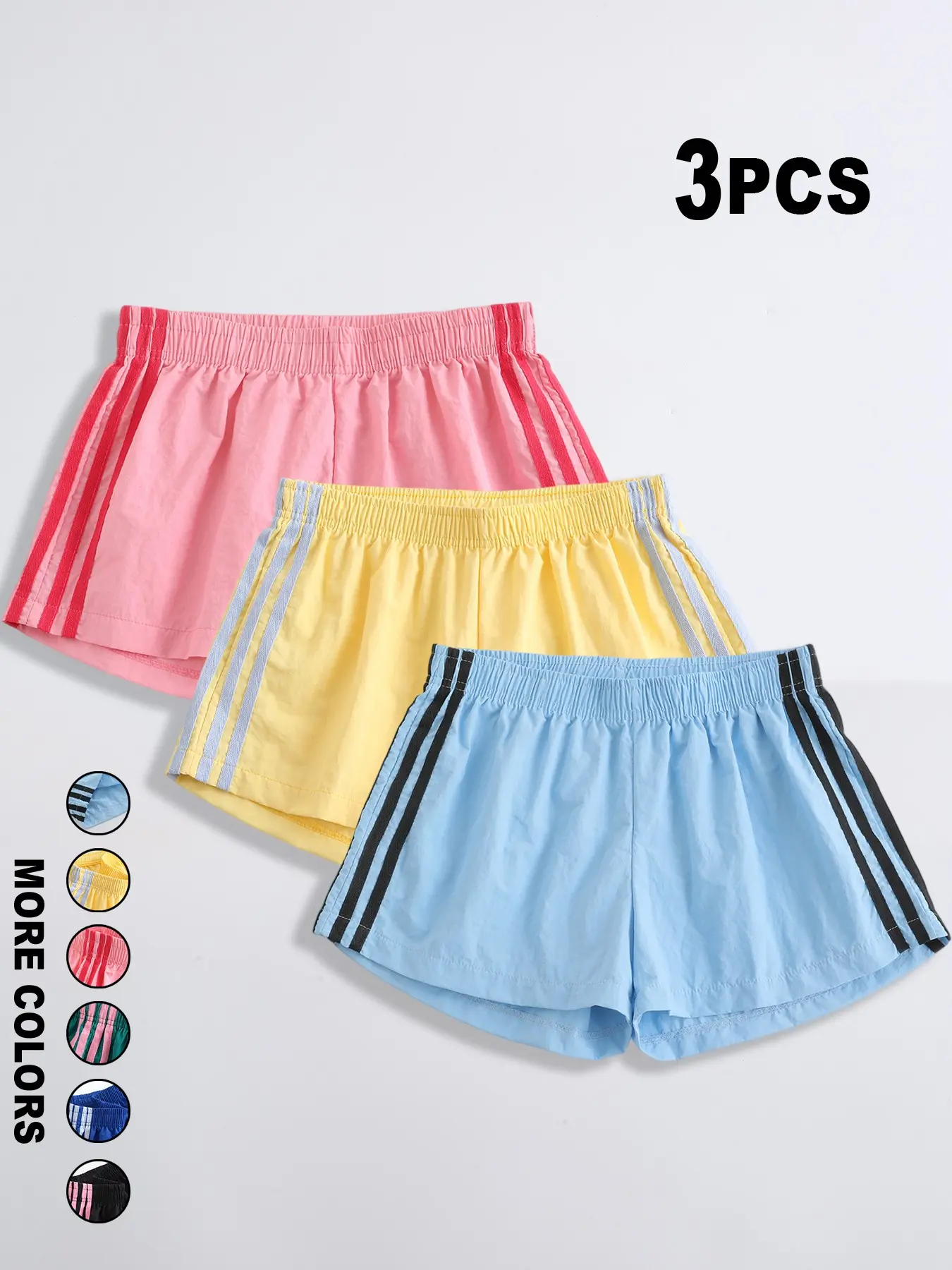 Y2K Retro 4 Stripes Track Shorts for Women Loose Fit Elastic Waist Casual Beach Running Shorts