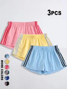 Y2K Retro 4 Stripes Track Shorts for Women Loose Fit Elastic Waist Casual Beach Running Shorts