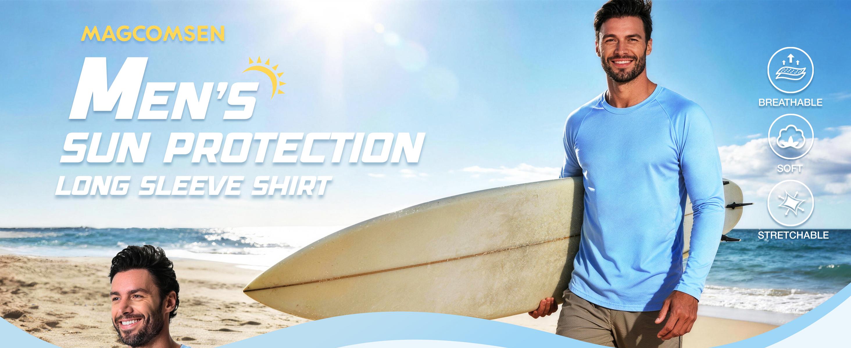 MAGCOMSEN  1/3 Pack Men's UPF 50+ Long Sleeves Shirts Quick Dry Lightweight Summer Sportswear Tops for Swimming Workout Rashguard Sporty Crew Neck Outdoorfun FallFreshness SummerVibes