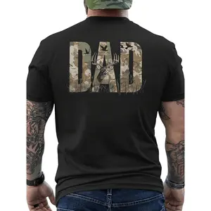 men'S T-shirt, comfortable and breathable, 2D color heat transfer printed with Camo Dad Hunting Camouflage Deer Fathers Day Mens T-shirt Unisex for Daily Wear 2025 Funny Christmas Novelty Men'S T-Shirt Summer Trendy Streetwear Fashion Top Qualit