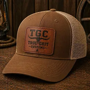 True Grit Customs Leather Patch Trucker Cap