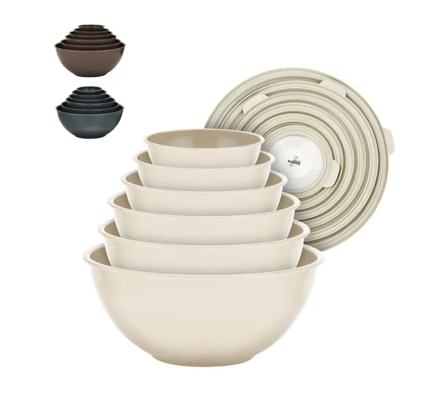 Plastic Nesting Bowls with Lids - Mixing Bowls Set includes  Bowls , BPA-Free, Reusable Meal Prep Containers, Microwave, Freezer & Dishwasher Safe