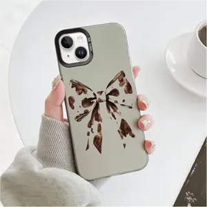 iPhone 11-17 Case | Cow Print with 3D Bow | Sparkling Silver Acrylic Shell | Playful Protective Case | Unique Gift for Women