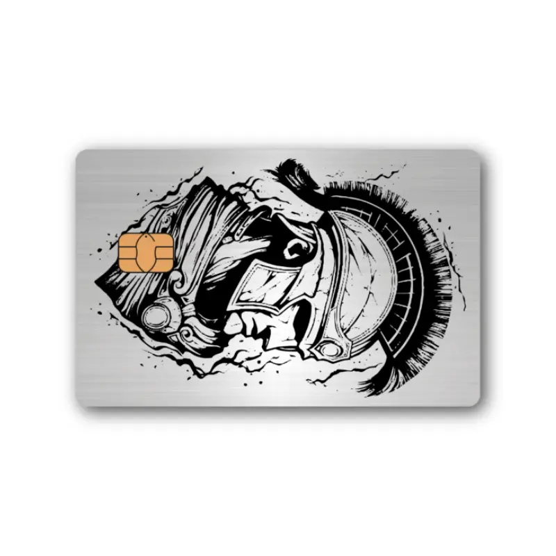 Spartan Warrior Credit Card Skin, Vintage Gladiator Helmet Debit Card Sticker Cover, Waterproof Scratch Resistant Vinyl Wrap