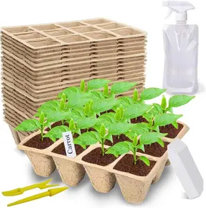 360 Cells Seed Starter Tray, 30 Pack Biodegradable Peat Pots with 200 Labels, Plant Starter Kit for Seedlings
