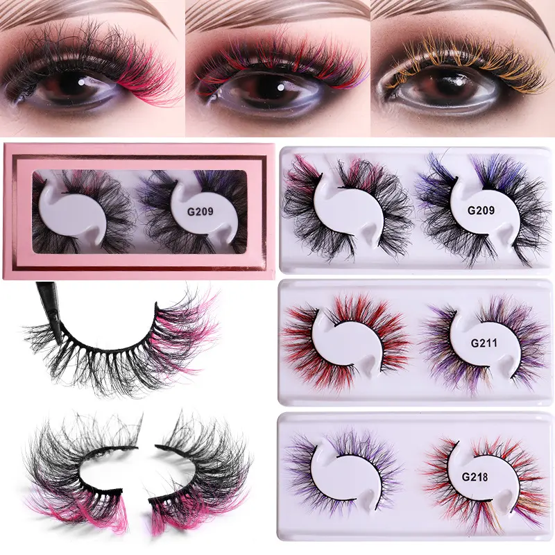 2 Pairs Colorful False Eyelashes, 20mm Faux Mink Fluffy Fox Eye Lashes, Dramatic Thai Style Extensions for Makeup, 20Mm Lashes, Imitation Mink, Fur, Two Pairs