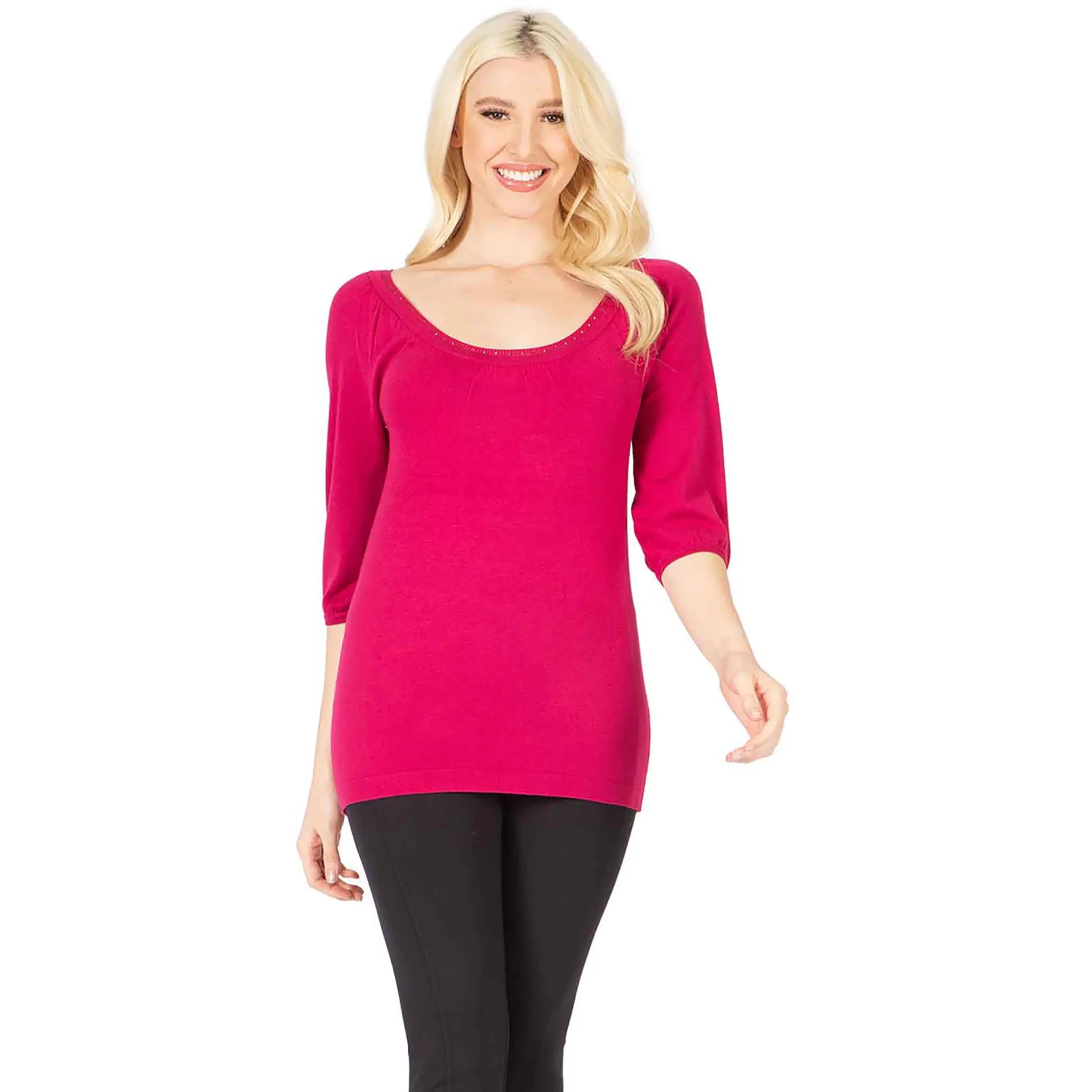 Glittering Scoop Neck Tunic Sweater