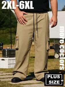 Men's Plus Size All-Season Drawstring Pants, Versatile Workwear Long Pants, Suitable for Outdoor Gatherings, Sports, Casual Walks
