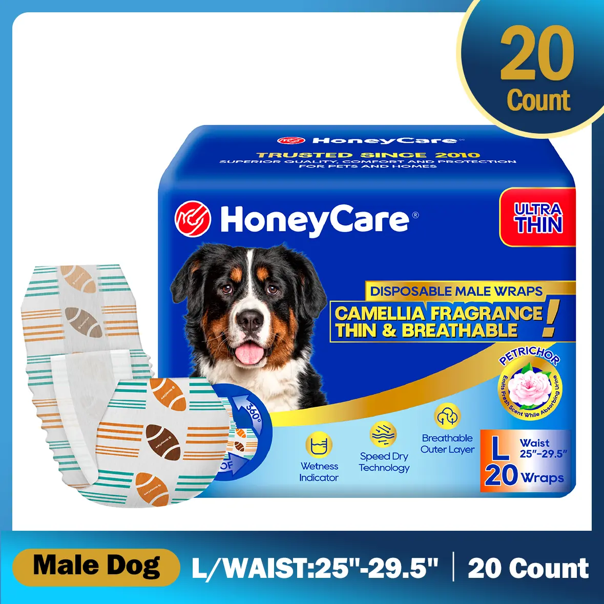 ハニーガール　PETテープ C] HoneyCare Disposable Female Male Dog Diapers Wraps with 360