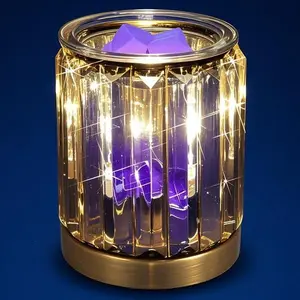 Electric Aroma Diffuser with Night Light - Essential Oil Warmer Wax Melter for Home Decor, Reusable Decorative Lamp, Gift Idea for Relaxation & Ambiance (Golden)