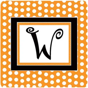 212 MAIN Monogrammed Orange Polkadot Foam Kitchen Coasters Set - 4-Piece Initial Letter W Tableware Accessory, Fade-Proof, Heat-Resistant, Insulated for Kitchen Tables