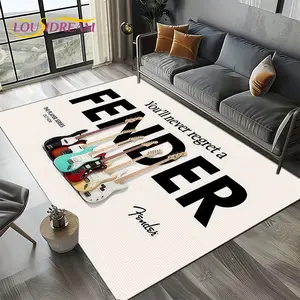 FenderGuitar Collection"You'll Never Regret a Flannel AreaRug - Oversized Soft PlushMat for Music Room & Man Cave, Non-Slip Thick Musical Instrument Pattern Home Decor for Guitar Enthusiasts #FenderRug #GuitarCarpet #MusicRoomDecor #FlannelMat #NonSlipRug