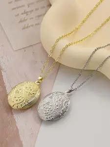 Vintage Photo Frame Design Pendant Necklace, Fashion Jewelry for Party, Daily Clothing Decor, Trendy All-match & Exquisite Jewelry for Birthday Gift