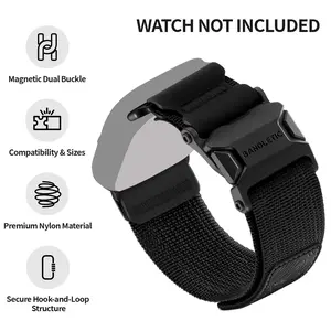 Mag Buckle Slim Band Compatible with iWatch Ultra Band, Wide Tactical Military Nylon Rugged Soft Bands for iWatch 49mm(Ultra2),46mm(Series 10),45mm(9/8/7),44mm(SE2/SE/6/5/4),42mm(3/2/1)