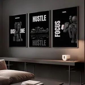 Set of 3 Black Motivational Print; Hypebeast Black Man Wall Art