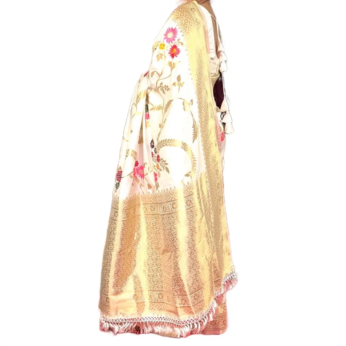 Ready to wear Soft Dola Silk Saree with Blouse for Women - Traditional Design - Womenswear, Outfit Elegant