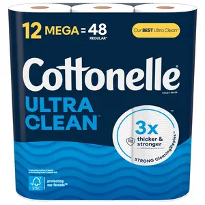 Cottonelle KCC55489CT 1-Ply Clean Standard Bath Tissue Sheets - 12 Per Pack, Case of 4