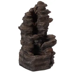 Gardenised QI004633 Cascading Electric Powered 8-Tier Rock Water Fountain 24" with LED Lights for Indoor and Outdoor Use
