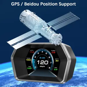Digital Clock KMH RPM Mileage Meter Multi Functional Speedometer 4.3 Inch OBD GPS Head Up Display Car HUD Overspeed Alarm P17