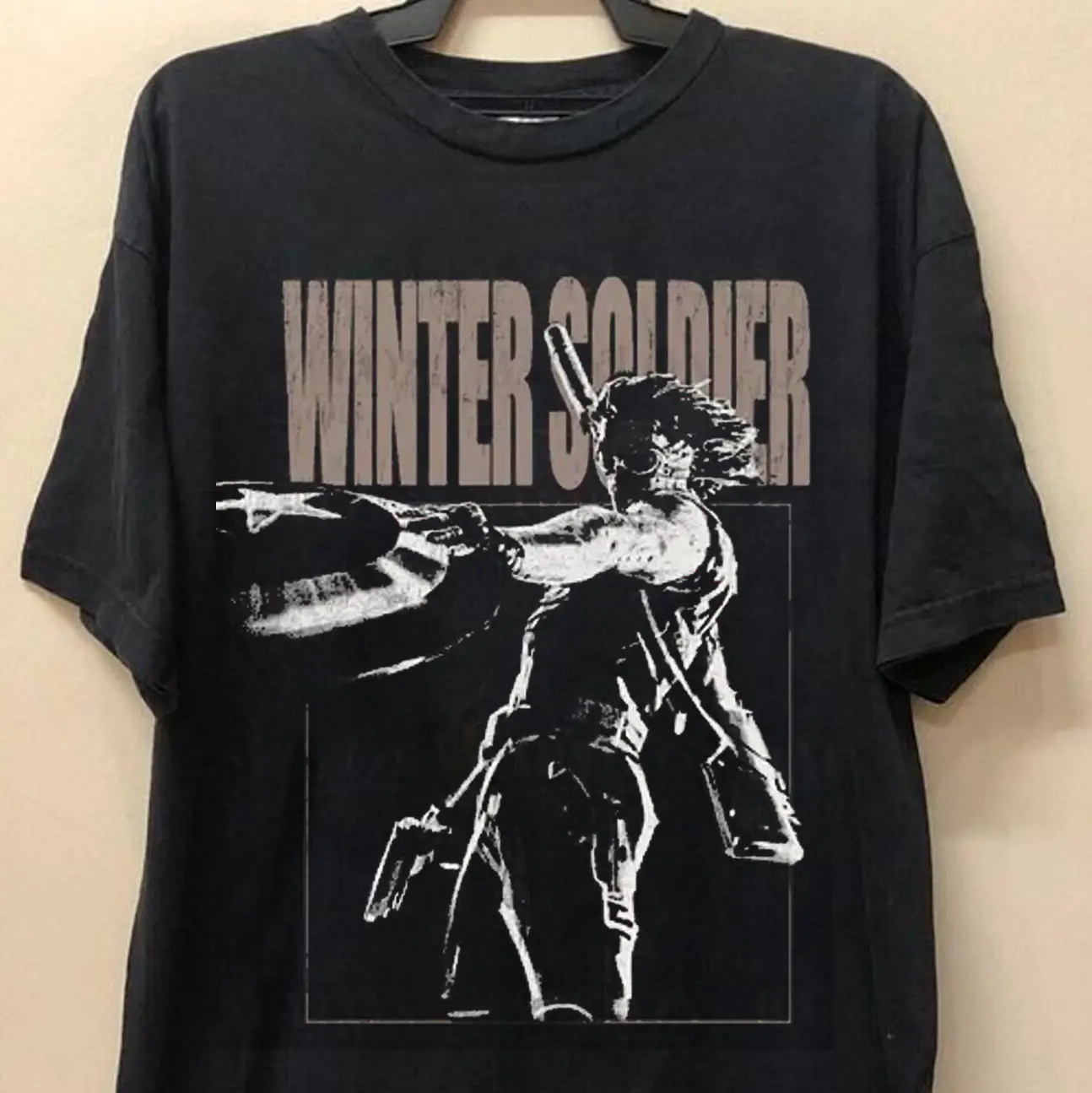 Men's Bucky Barnes 90s Retro Print Cotton Casual Short-Sleeve Round Neck Unisex Streetwear Tshirt - Menswear Top, All Seasons, 3XL/4XL/5XL Sizes, AO22, Streetwear Edge, Basic, Shortsleeve