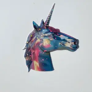 Holographic Glitter Unicorn Sticker for Journaling, Scrapbooking, Tumblers, Water & Weather Resistant, Vibrant Design with Glitter Accents