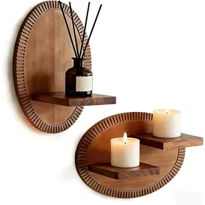 Candle Wall Sconces Set of 2 Rustic Candle Holders Wooden Vintage Wall Sconces Farmhouse Wall Decor for Fireplace, Living Room, Bedroom