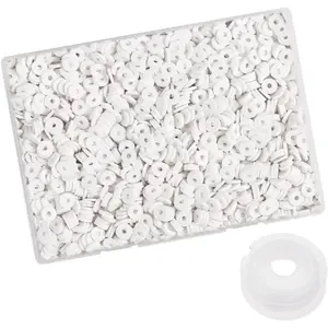 4100 count White Clay Beads Bracelet Making Kit, 6mm Polymer Spacer Flat Heishi Beads for  Necklace Earring Making