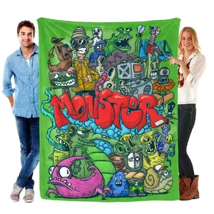 Aaahh!!! Real Monsters Flannel Blanket Fun and Cozy Throw Blanket Perfect for Bedroom Playroom or Travel Ideal Gift for Boys and Girls---Warm Haven Textiles