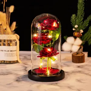 Artificial Rose Design Night Light Glowing Led Lights, Creative DIY Spring Bouquet Gift Night Light, Home Decoration Flower for Living Room Bedroom Desktop Ornaments