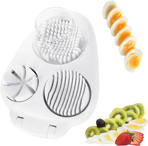Nbippiooiwip 3-In-1Egg Slicer for Hard Boiled Eggs,Egg Slicer 3 Ways,Stainless Heavy Duty Steel Egg Slicer Kitchen Gadget, Fit Strawberry,Apple,Banana,Cherry,Tomato,White generic