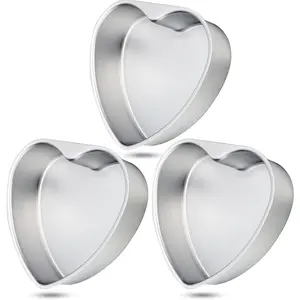 3 Pieces 8 Inch Aluminum Heart Shaped Cake Pans-Baking DIY Mold Tool for Kitchen, Birthday, Wedding
