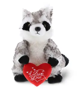 PLUSH I LOVE YOU RED HEART - SUPER SOFT PLUSH - RACCOON
