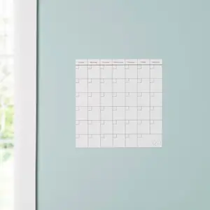 White White Calendar - 14"x14" Self-Adhesive Dry Erase  for Wall or Fridge -  Writing Surface for , Office, Dorm - Peel and Stick, Easy to Clean