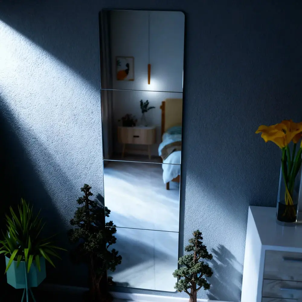 Minimalist Shatterproof Acrylic Wall-Mounted Full-Length Mirror, Safety-Enhanced, Lightweight, Clear Reflection, Easy Installation for Home Decor