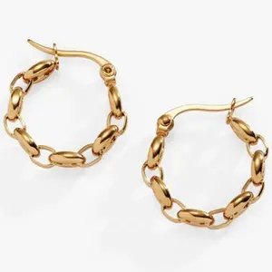 Alex and Ani Frozen Mariner Chain Hoop Earrings in Gold