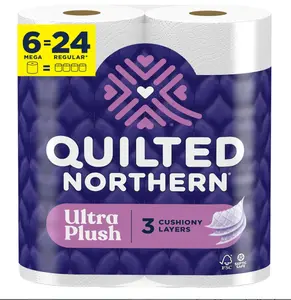 Ultra Plush Toilet Paper, 6 Mega Rolls = 24 Regular Rolls, 3X Thicker*, 3 Ply Soft Toilet Tissue | 3X Thicker*, Ultra Soft